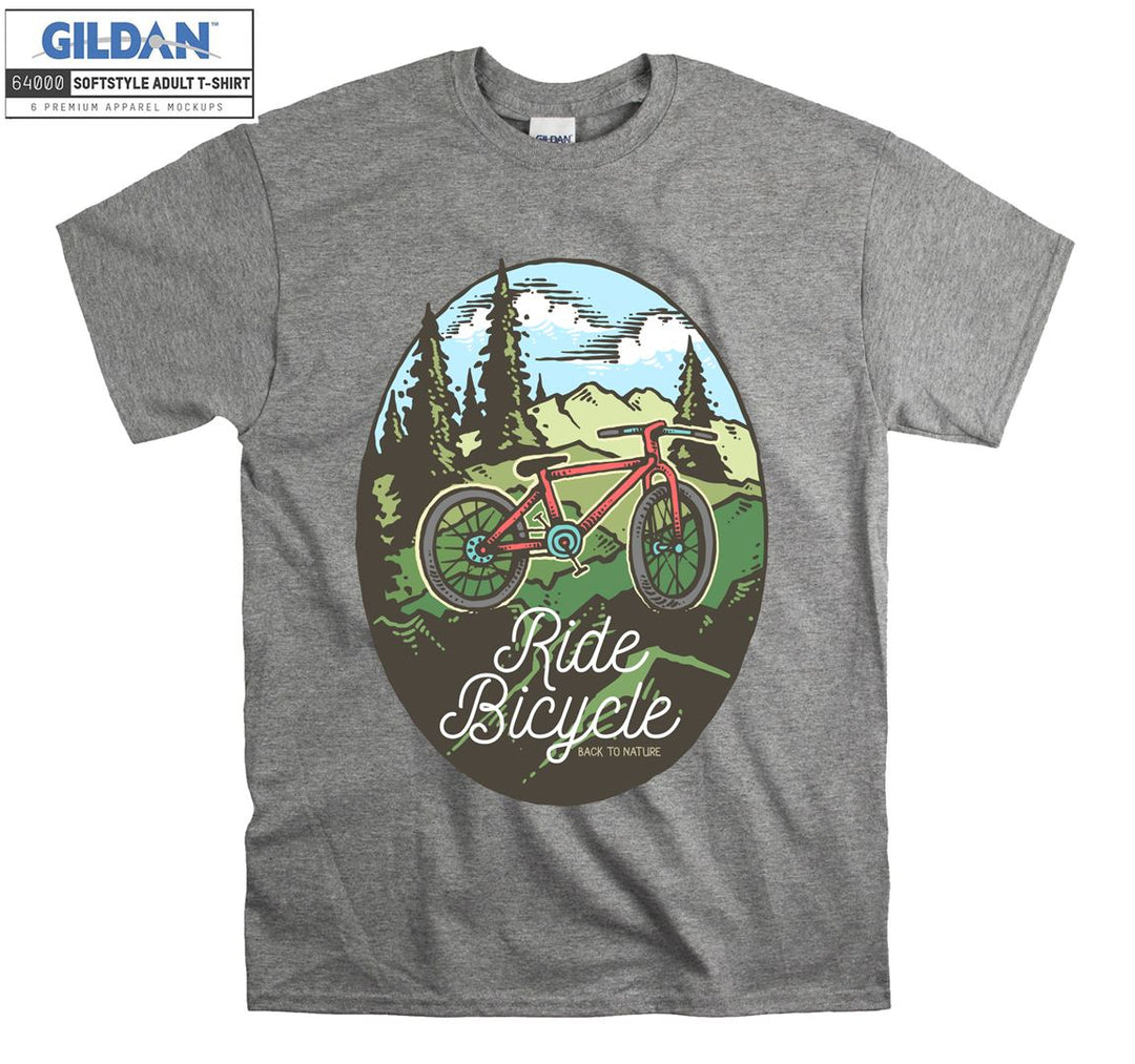 Ride bicycle on mountain figure T-shirt
