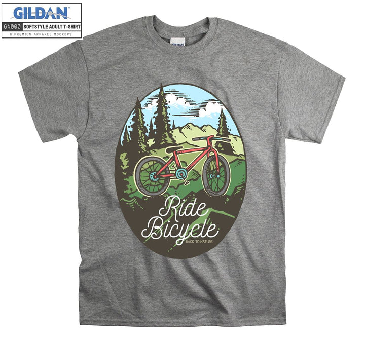 Ride bicycle on mountain figure T-shirt