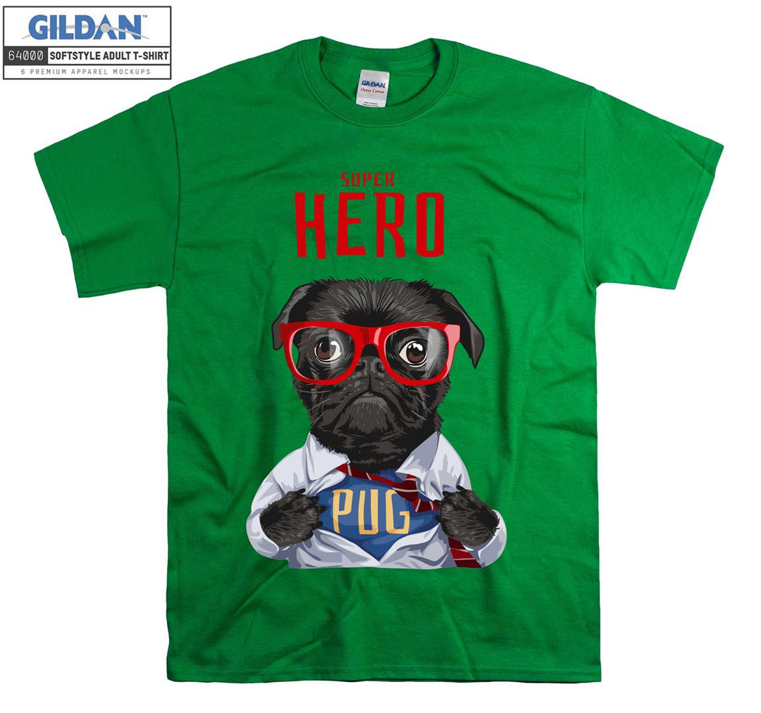 Super hero pug figure T-shirt