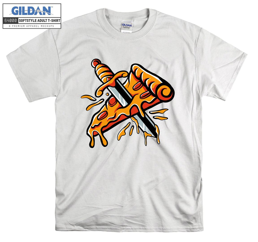 Cartoon pizza terror funny figure T-shirt