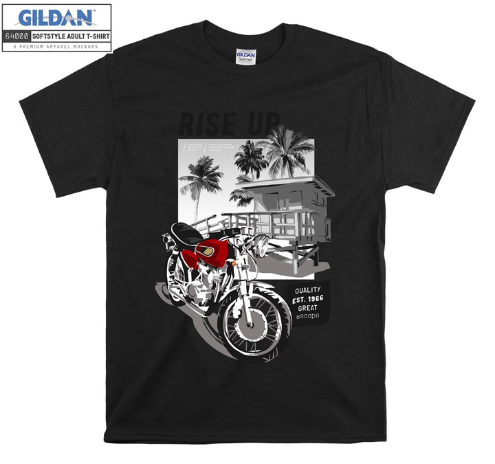 Rise up red motorcycle figure T-shirt