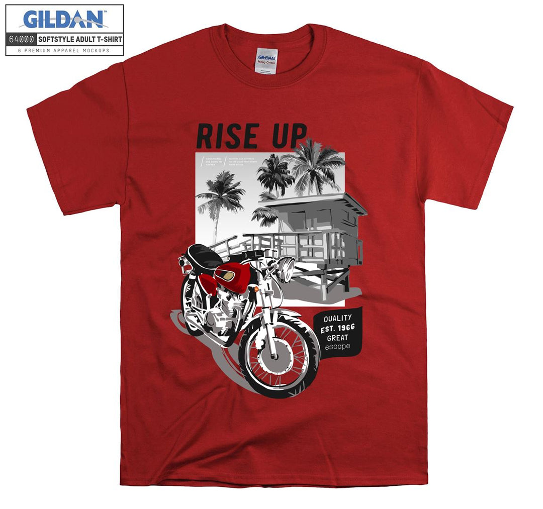 Rise up red motorcycle figure T-shirt