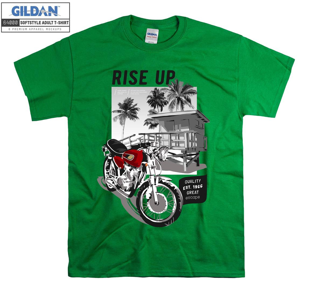 Rise up red motorcycle figure T-shirt