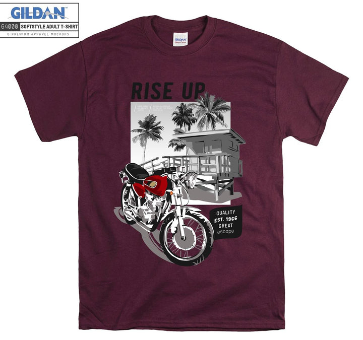 Rise up red motorcycle figure T-shirt