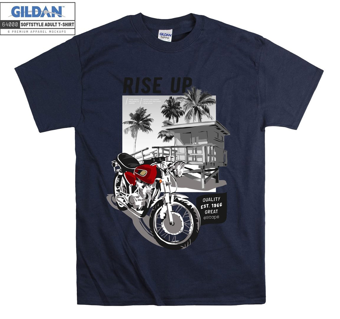 Rise up red motorcycle figure T-shirt