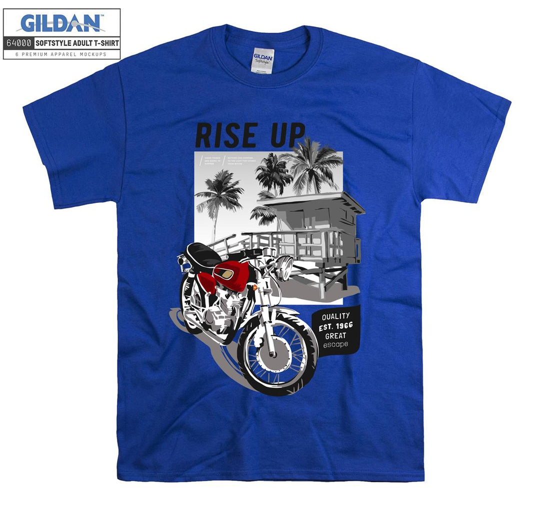 Rise up red motorcycle figure T-shirt