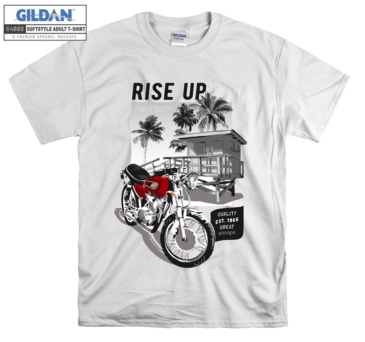 Rise up red motorcycle figure T-shirt