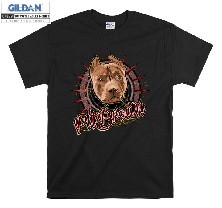 Pit Brown Dog Face Figure T-shirt