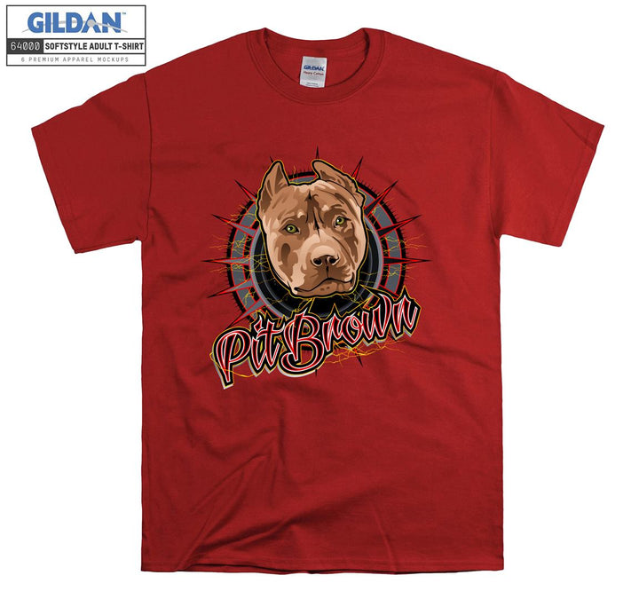 Pit Brown Dog Face Figure T-shirt