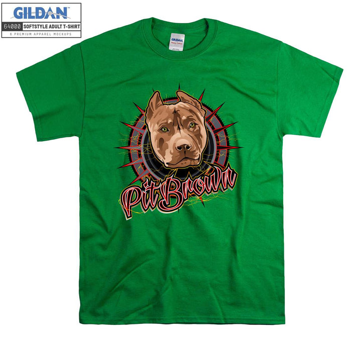 Pit Brown Dog Face Figure T-shirt