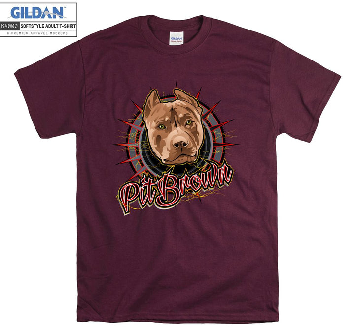 Pit Brown Dog Face Figure T-shirt