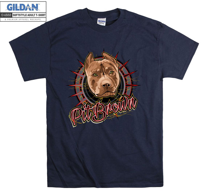 Pit Brown Dog Face Figure T-shirt