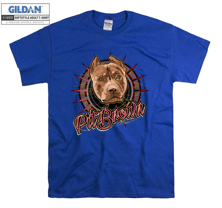 Pit Brown Dog Face Figure T-shirt