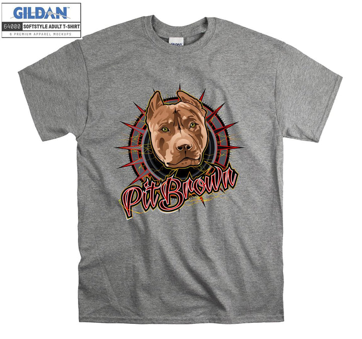 Pit Brown Dog Face Figure T-shirt