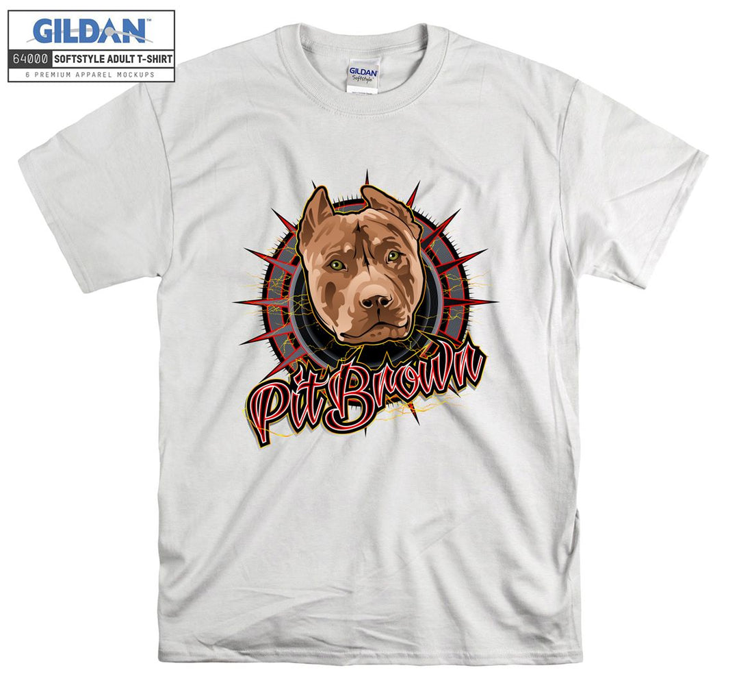 Pit Brown Dog Face Figure T-shirt