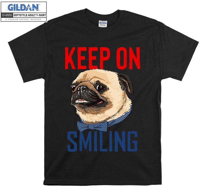 Keep on smiling dog face figure T-shirt