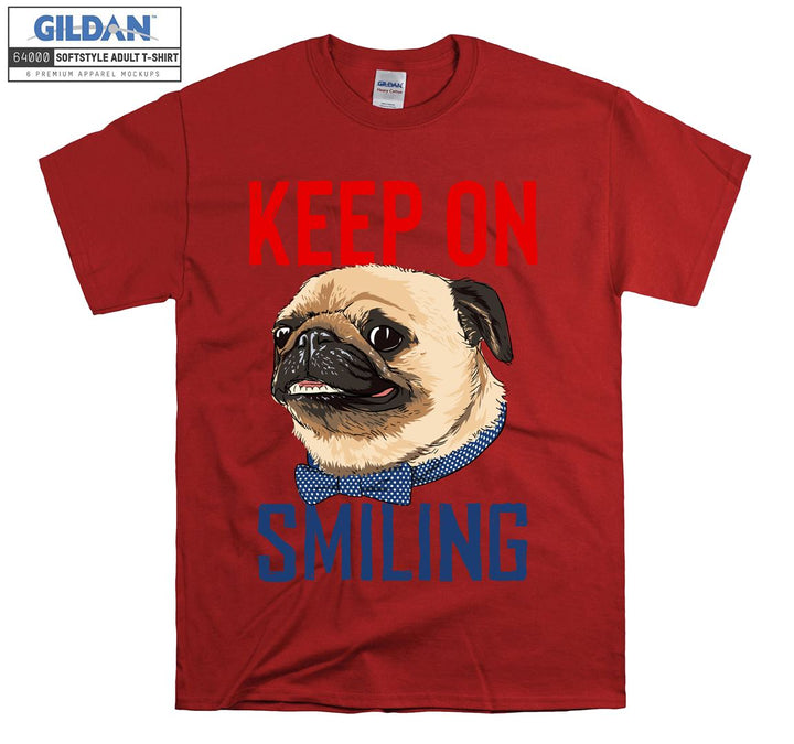 Keep on smiling dog face figure T-shirt