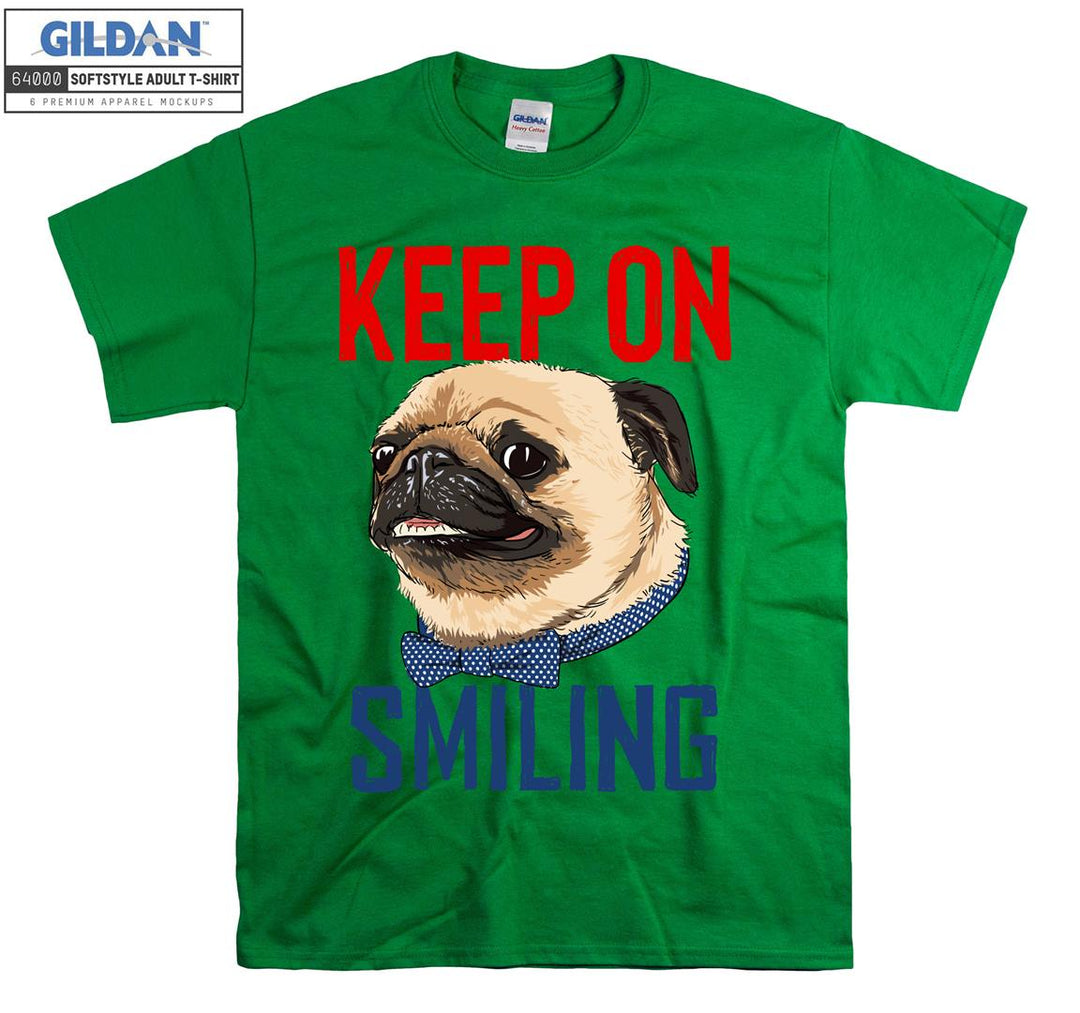 Keep on smiling dog face figure T-shirt