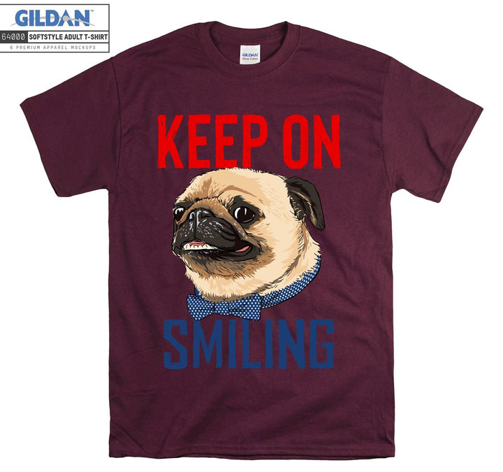 Keep on smiling dog face figure T-shirt