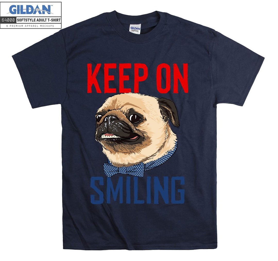 Keep on smiling dog face figure T-shirt