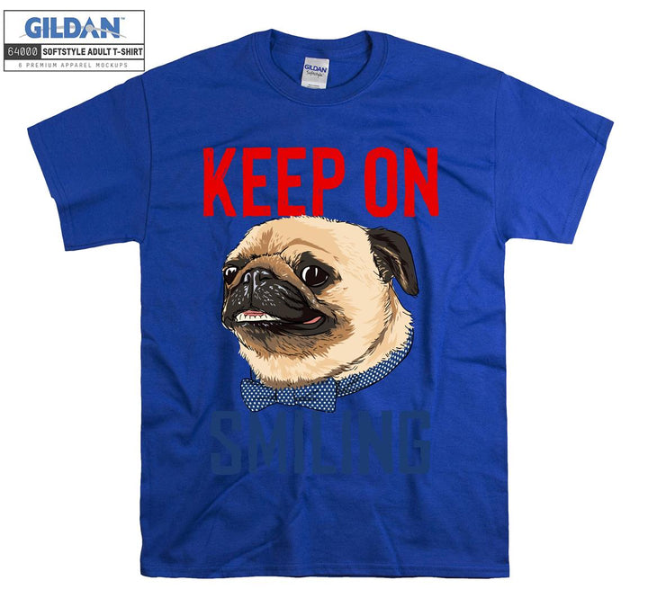 Keep on smiling dog face figure T-shirt