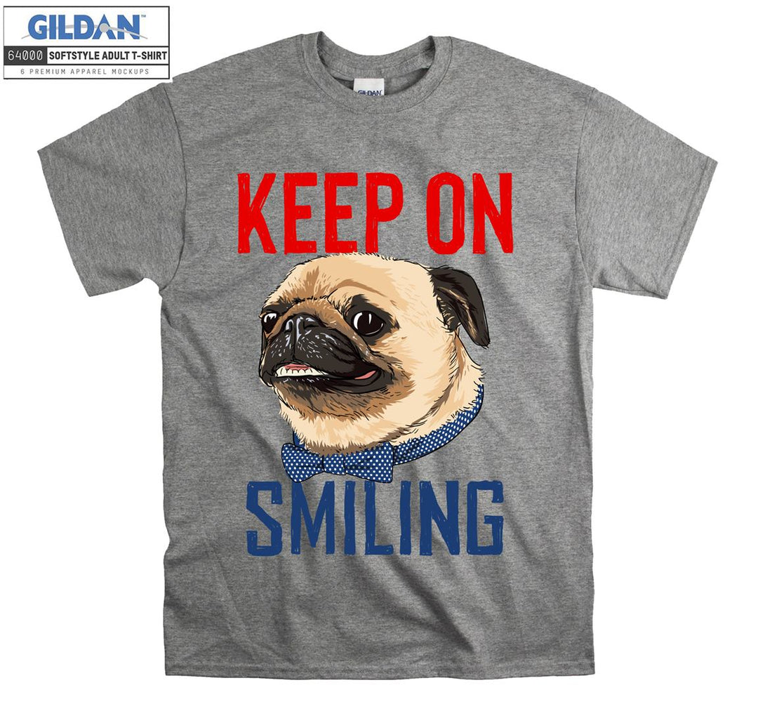 Keep on smiling dog face figure T-shirt