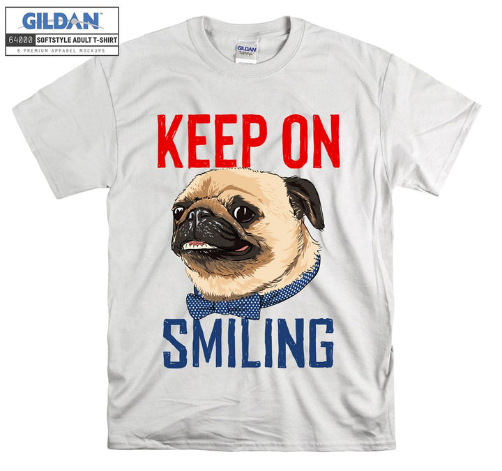 Keep on smiling dog face figure T-shirt