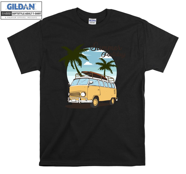 Summer Holiday Yellow Car Figure T-shirt