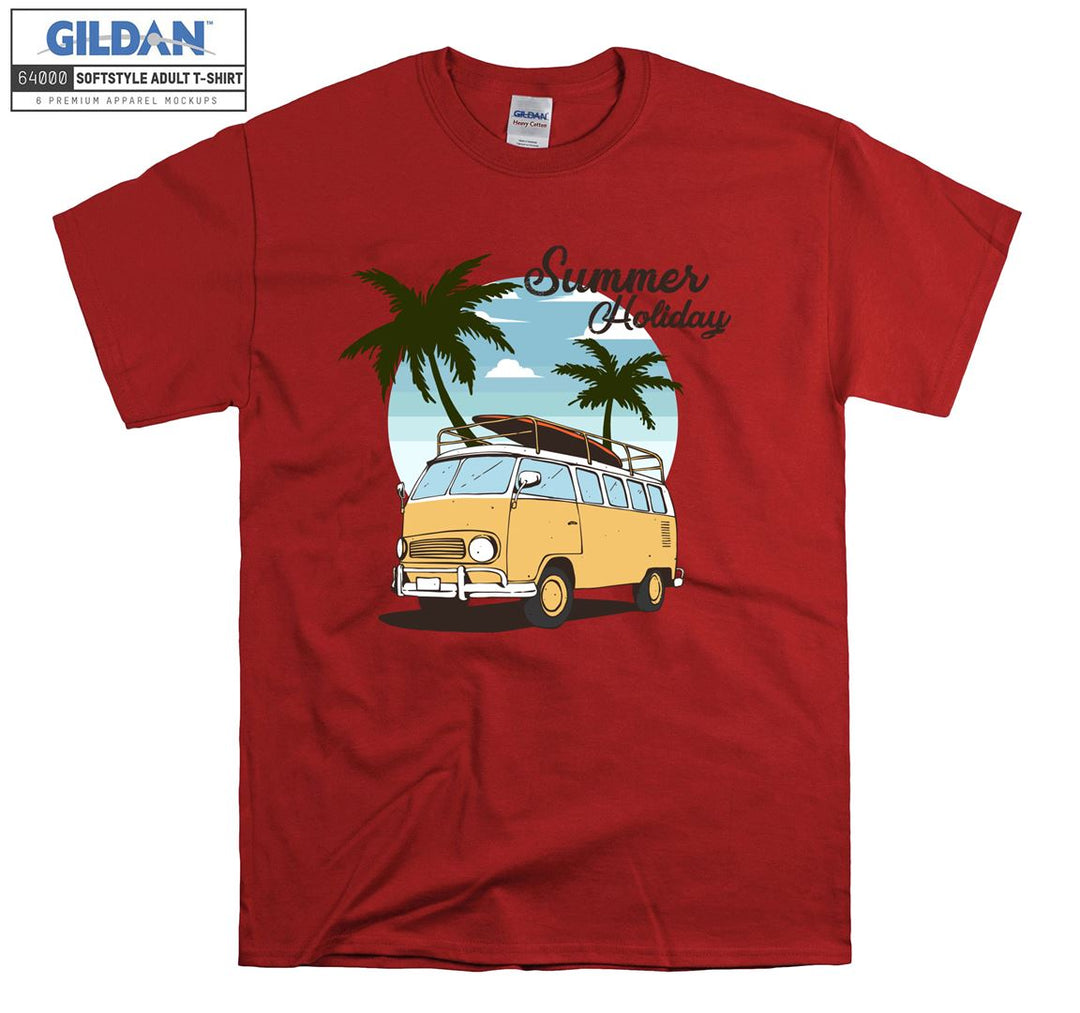 Summer Holiday Yellow Car Figure T-shirt