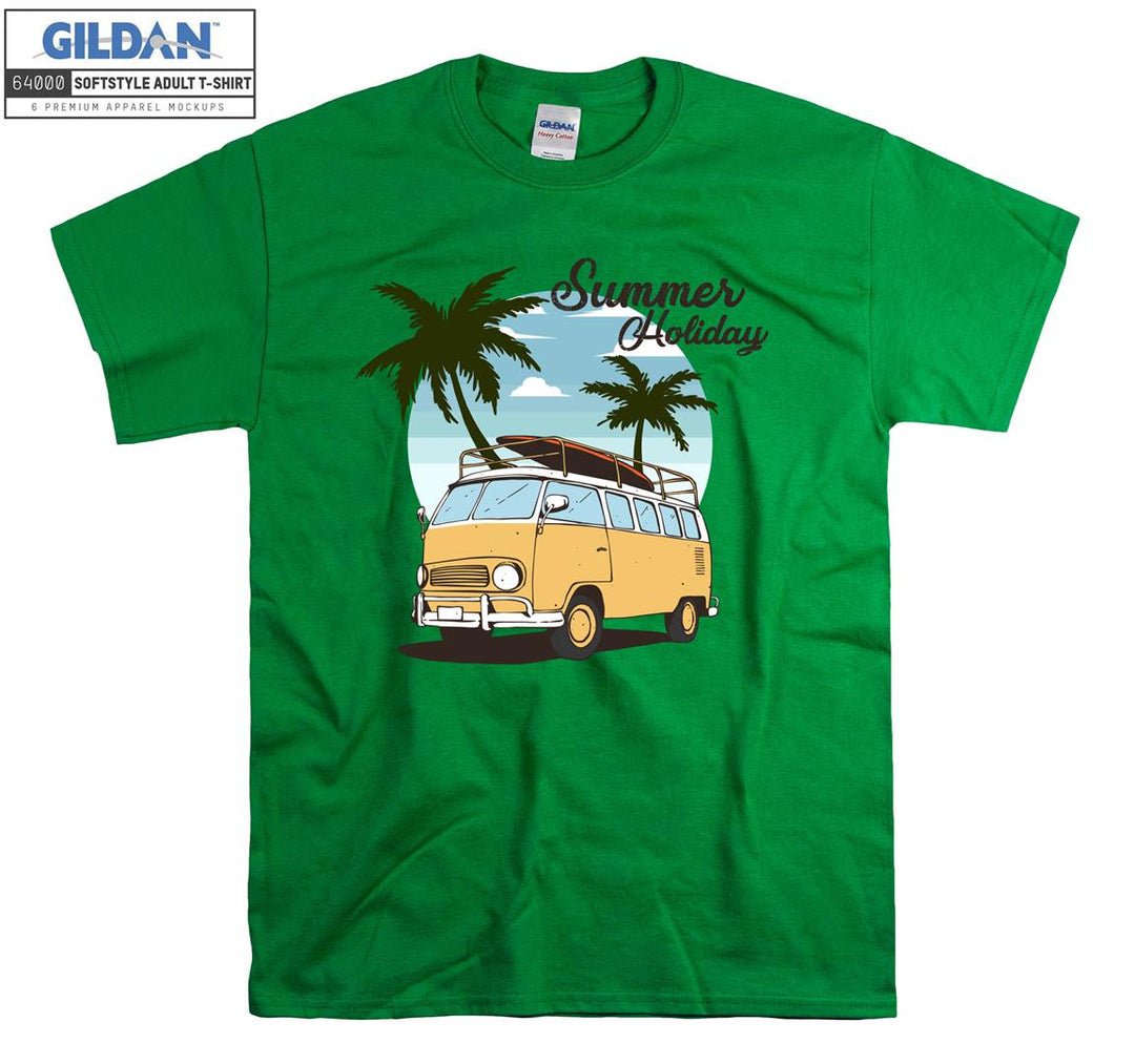 Summer Holiday Yellow Car Figure T-shirt