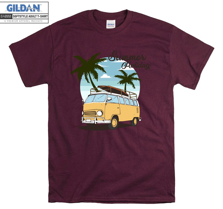 Summer Holiday Yellow Car Figure T-shirt