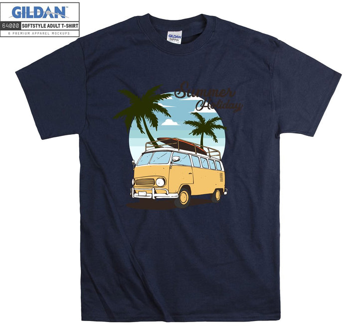 Summer Holiday Yellow Car Figure T-shirt