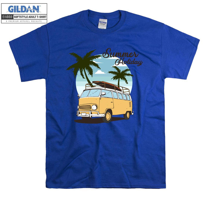 Summer Holiday Yellow Car Figure T-shirt