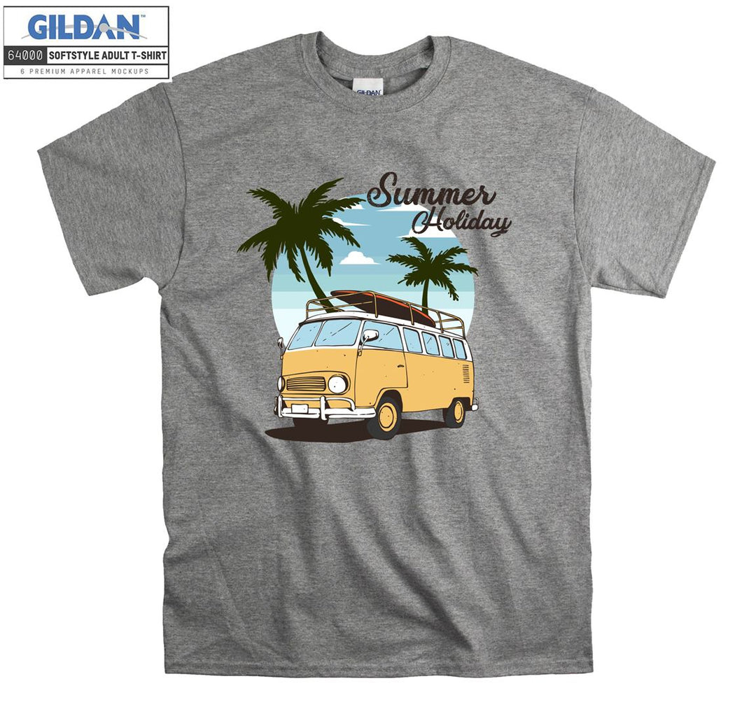 Summer Holiday Yellow Car Figure T-shirt