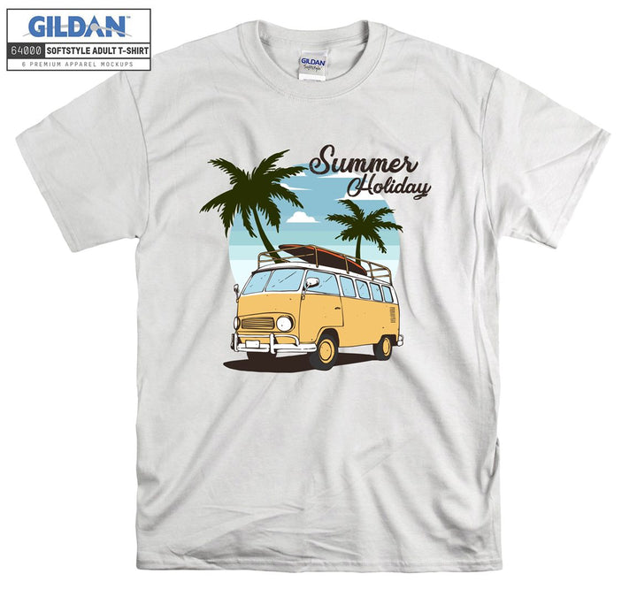 Summer Holiday Yellow Car Figure T-shirt