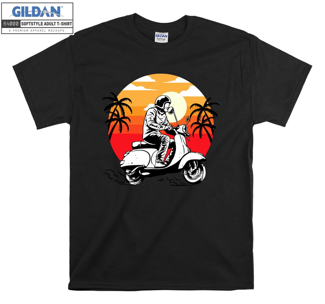 Sunset classic motorcycle figure T-shirt