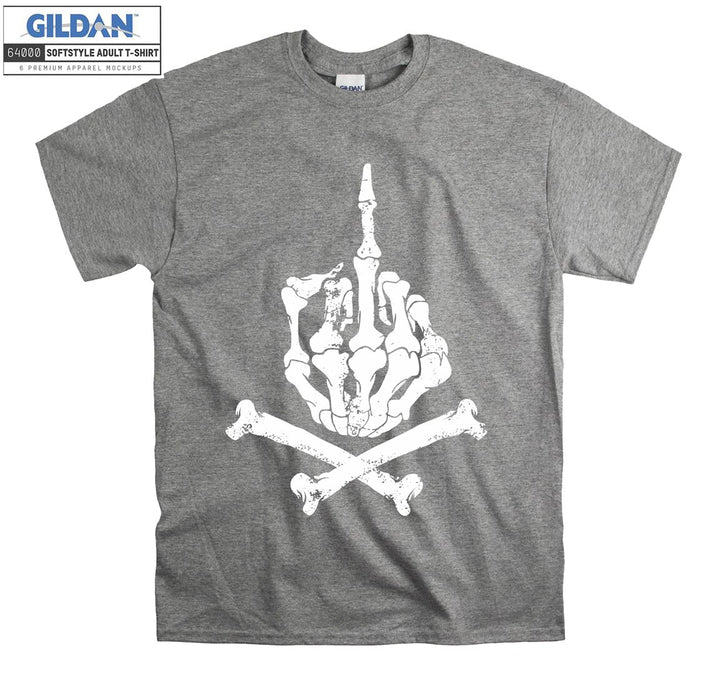 Skeleton hand gesture funny figure T-shirt