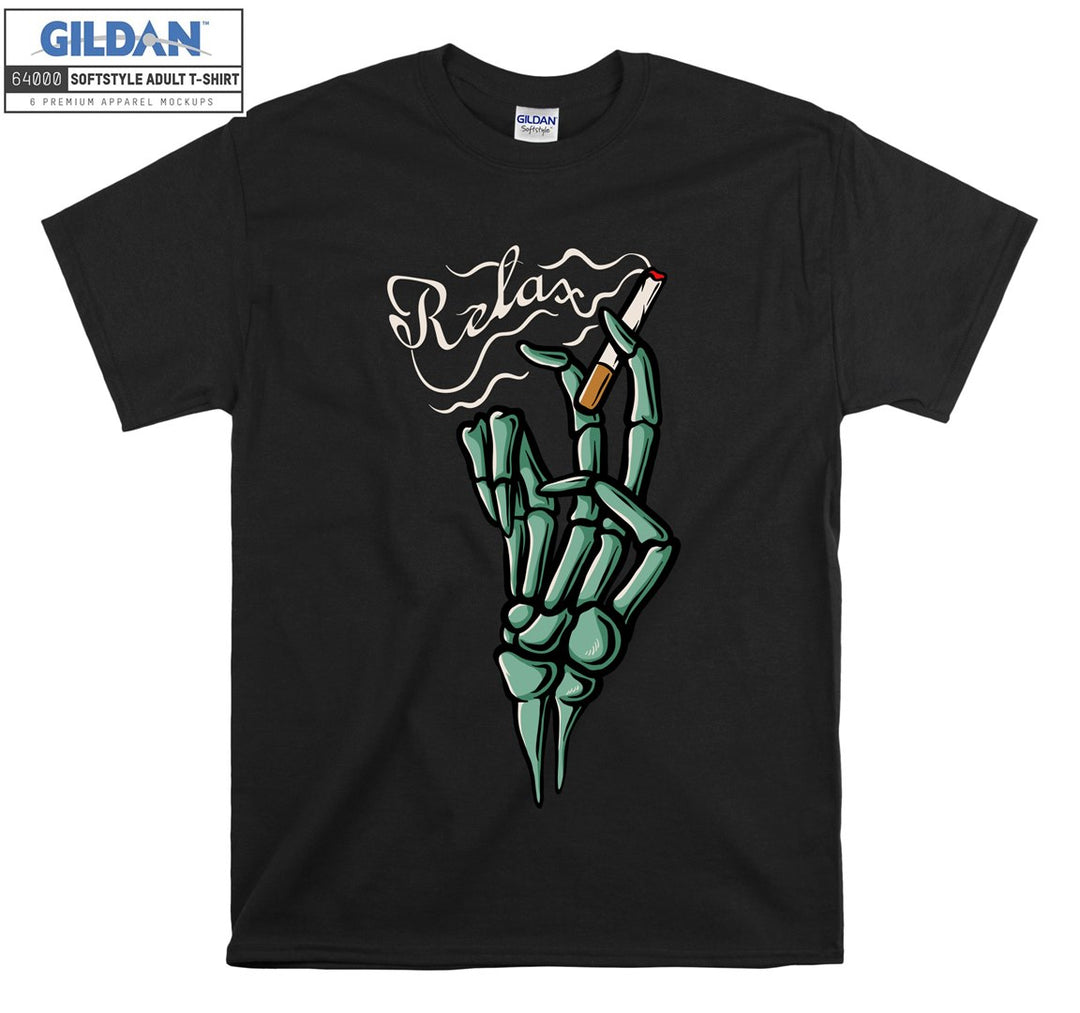 Relax smoking skeleton hand figure T-shirt