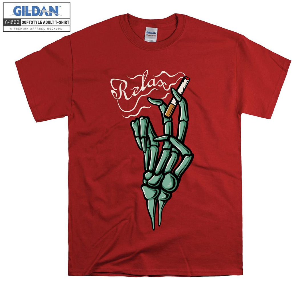 Relax smoking skeleton hand figure T-shirt