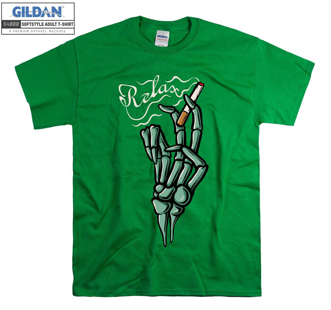 Relax smoking skeleton hand figure T-shirt