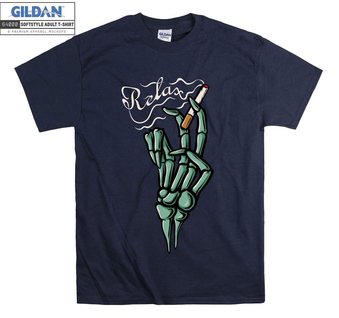 Relax smoking skeleton hand figure T-shirt