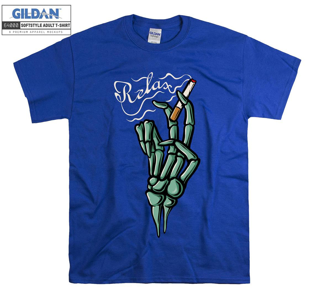 Relax smoking skeleton hand figure T-shirt