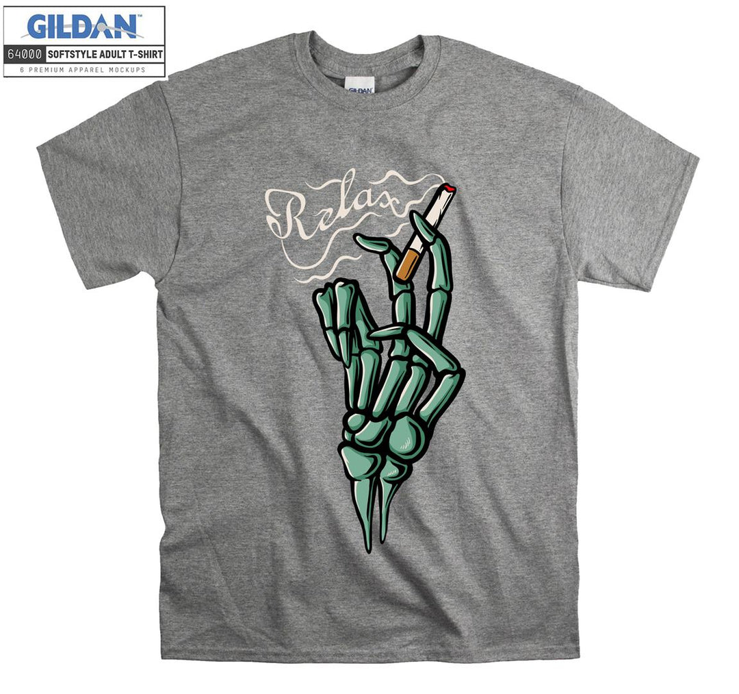 Relax smoking skeleton hand figure T-shirt