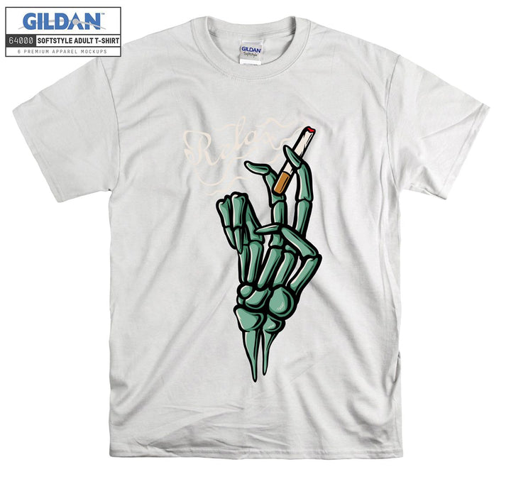 Relax smoking skeleton hand figure T-shirt