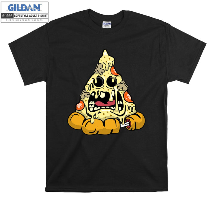 Funny pizza cartoon character terrible figure T-shirt