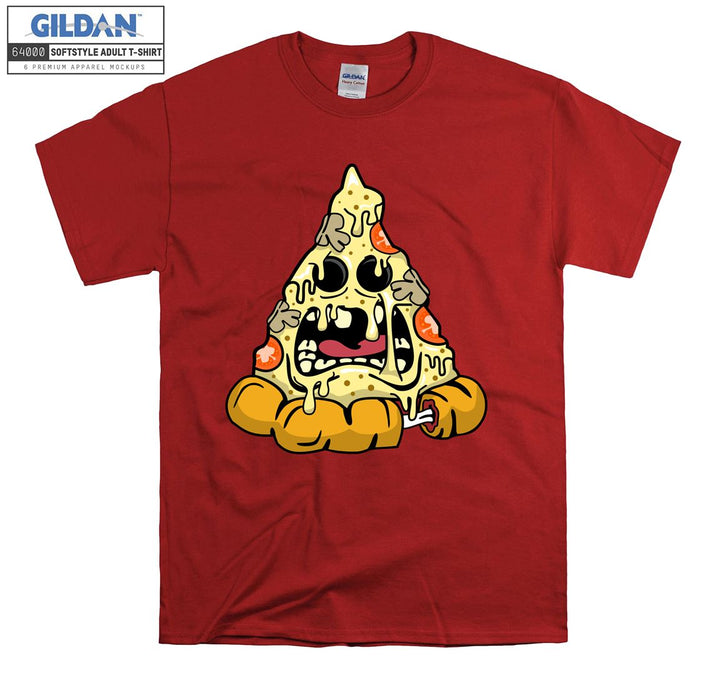 Funny pizza cartoon character terrible figure T-shirt