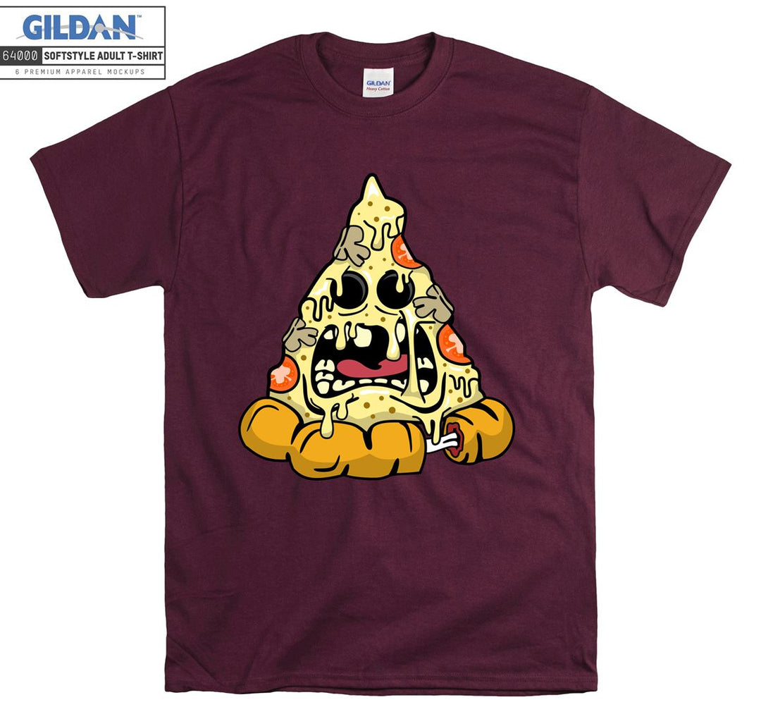 Funny pizza cartoon character terrible figure T-shirt