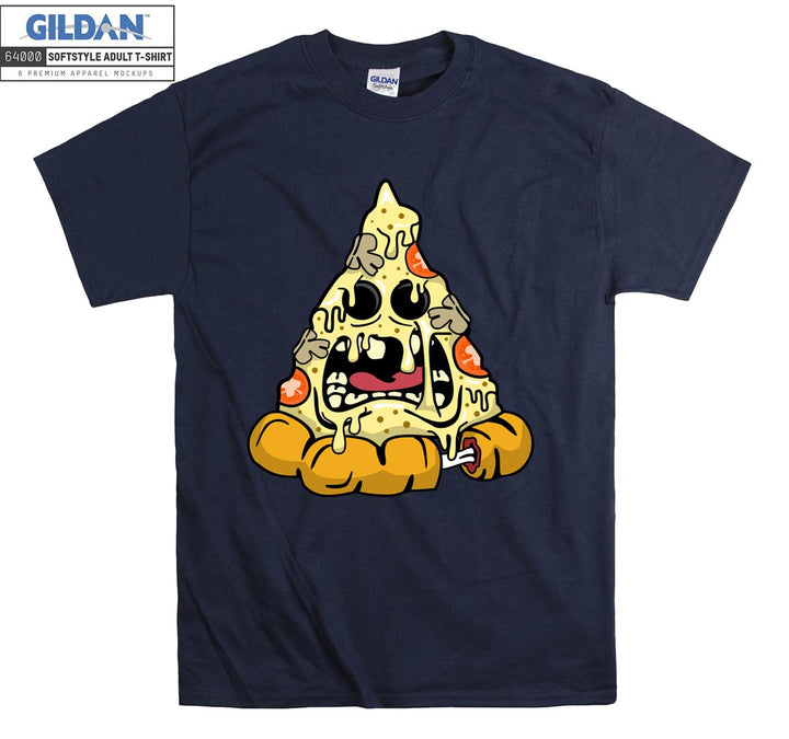 Funny pizza cartoon character terrible figure T-shirt