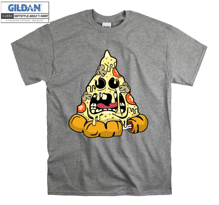 Funny pizza cartoon character terrible figure T-shirt