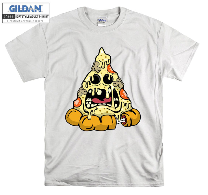 Funny pizza cartoon character terrible figure T-shirt